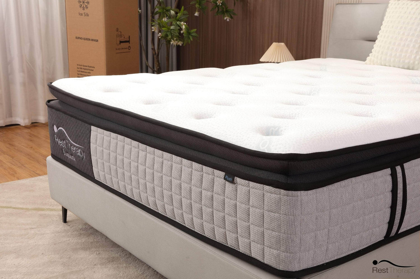 14 Inch Euphoria Cooling Pillow Top Plush Hybrid Pocket Coil Mattress with Cool Gel Memory Foam - Available in 3 Sizes