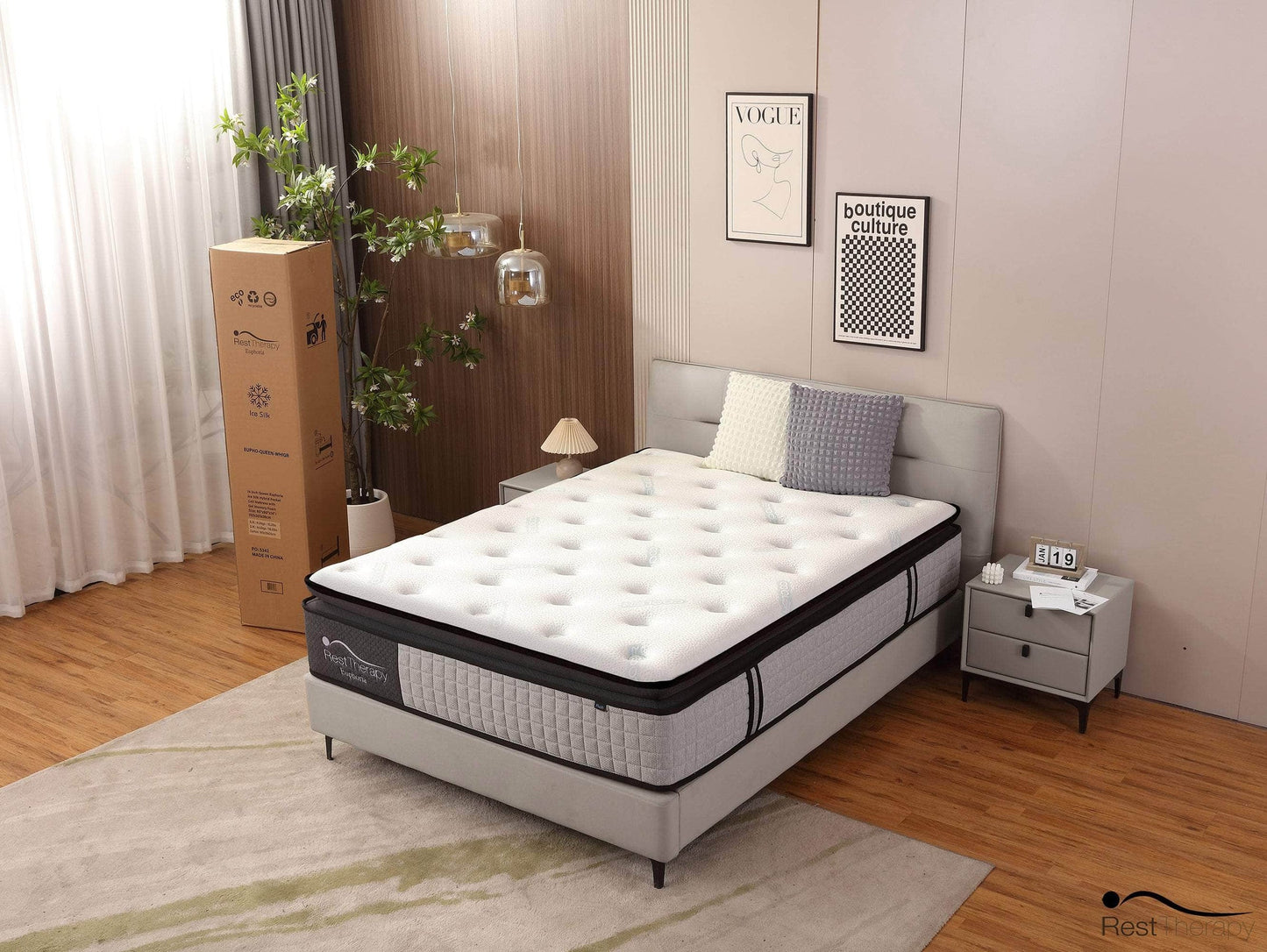 14 Inch Euphoria Cooling Pillow Top Plush Hybrid Pocket Coil Mattress with Cool Gel Memory Foam - Available in 3 Sizes