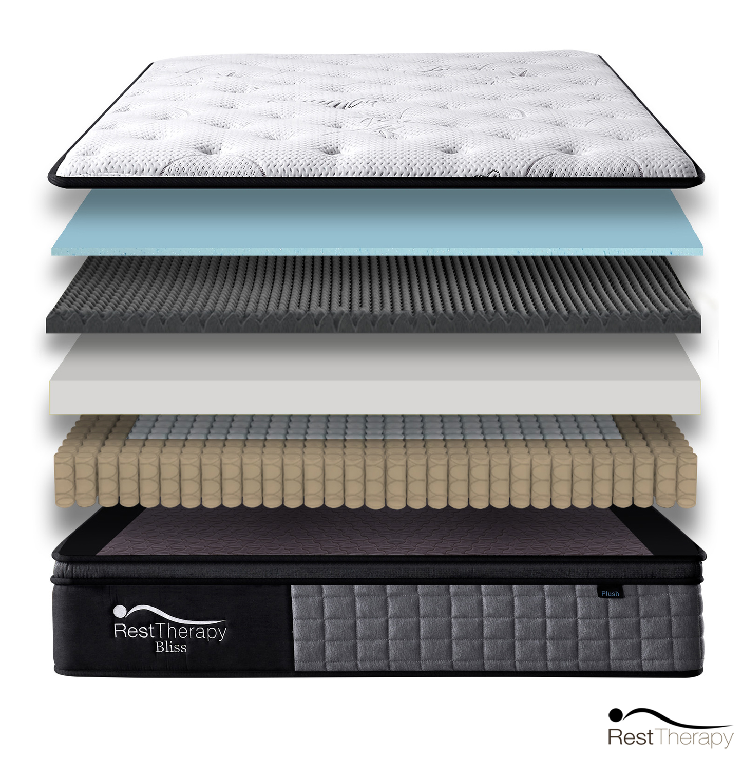 12 Inch Bliss Bamboo Plush Hybrid Pocket Coil Mattress with Cool Gel Memory Foam - Available in 4 Sizes