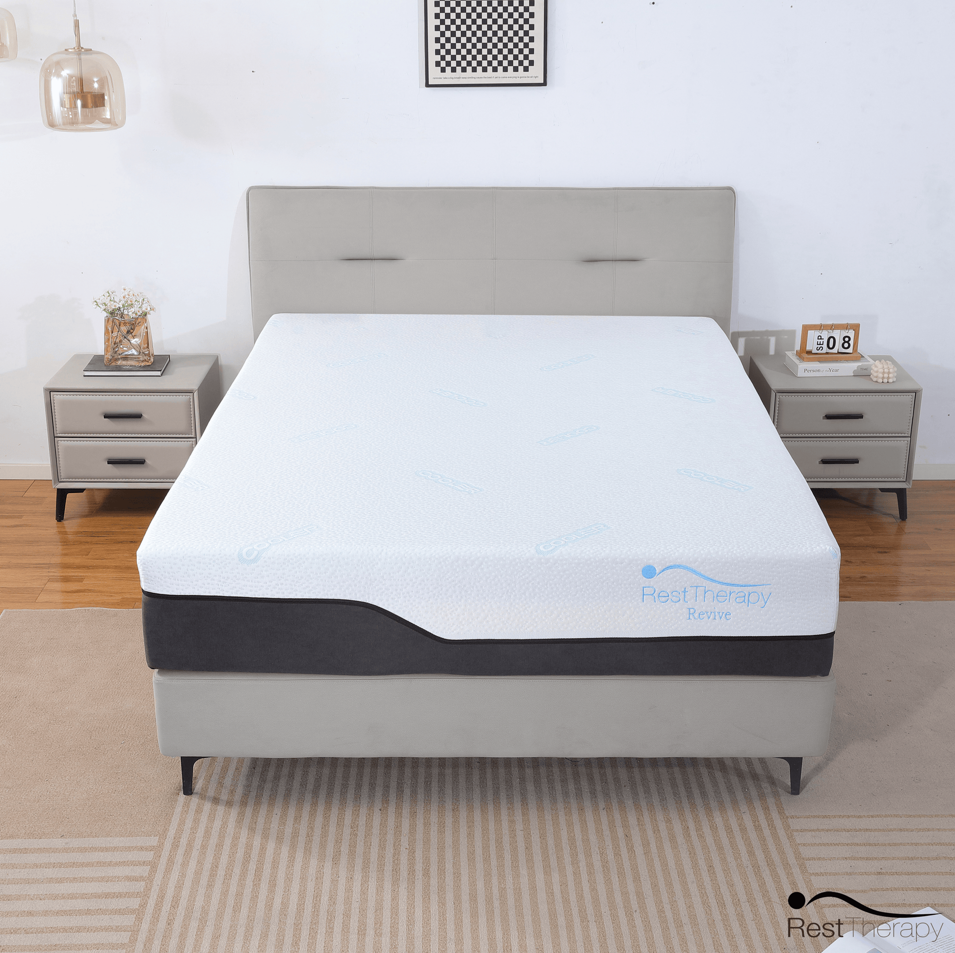 Rest Therapy Mattress 12 Inch Revive Ice Silk Cool Gel Memory Foam Mattress - Available in 4 Sizes