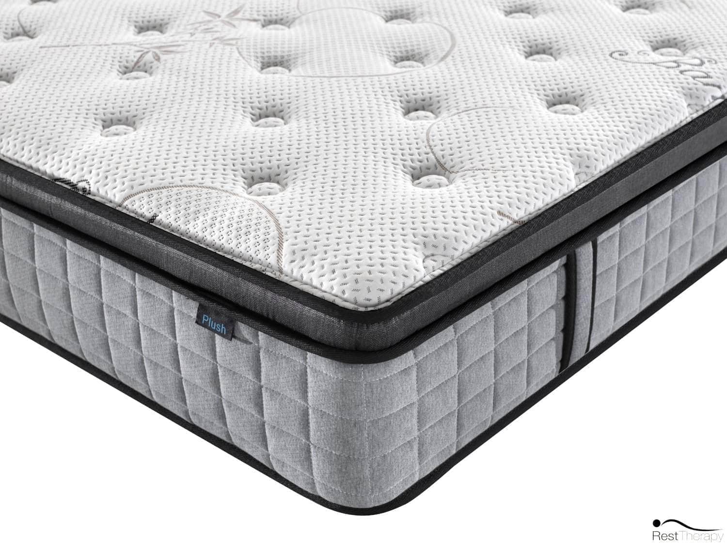 Rest Therapy Mattress 12 Inch Bliss Bamboo Plush Pocket Coil Mattress with Gel Memory Foam - Available in 2 Sizes